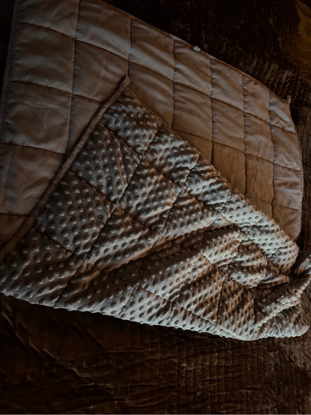 Plush Quilted 3lb weighted blanket- kids Gray